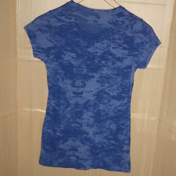 University Of Kansas Jayhawks Blue Logo Burnout Top Medium - Picture 2 of 5